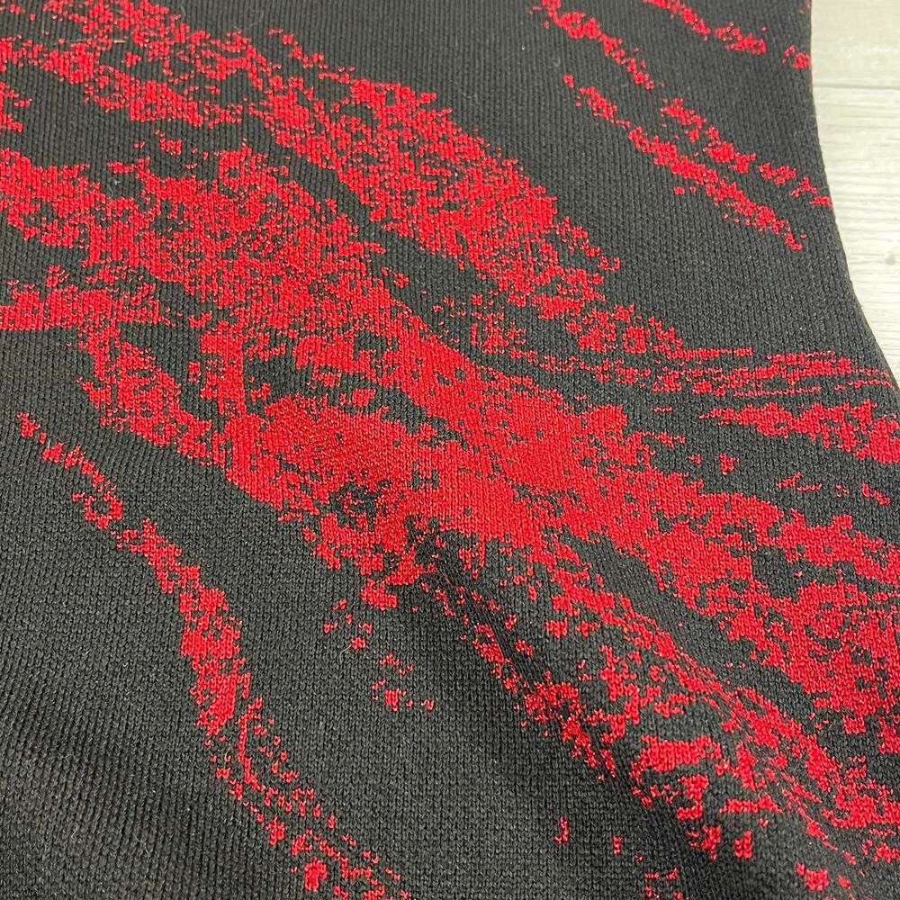 Nina Leonard Black Red Metallic Jacquard Sheath Dress M 3/4 Sleeve Holiday Party - Picture 6 of 8